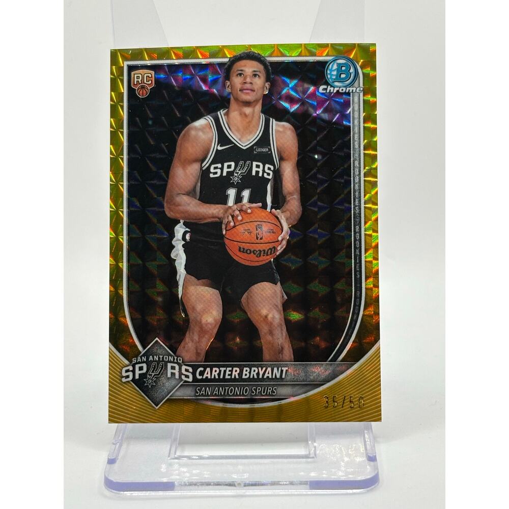 2025-26 Bowman Chrome Carter Bryant Rookie Gold Geometric Refractor 35/50 Spurs